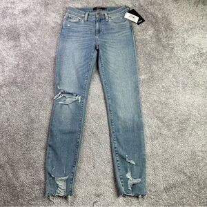 Hudson Jeans Women’s 25 Blue Light Wash Super Skinny Ankle Mid-Rise Ripped Nico